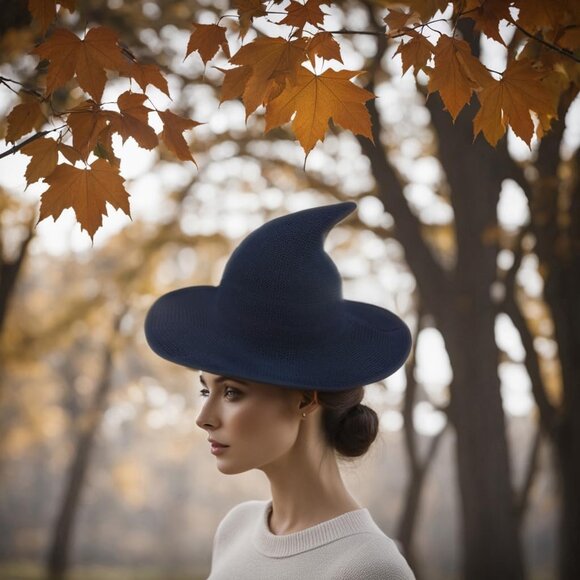 Women Halloween Witch Hat Wool Knitted Cap Cosplay Costume - Picture 4 of 6